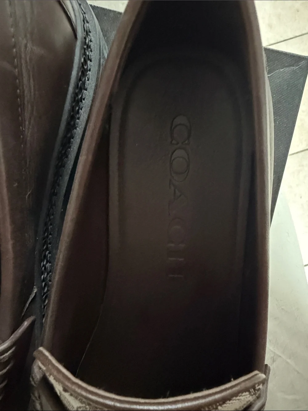 Coach Men's Dark Brown Signature Canvas Penny Loafers